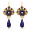 Nyelle — midnight blue floral drop earrings by ArtsWeave, isolated on a white background