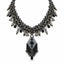 Sable — black geometric fringe necklace by ArtsWeave, isolated on a white background
