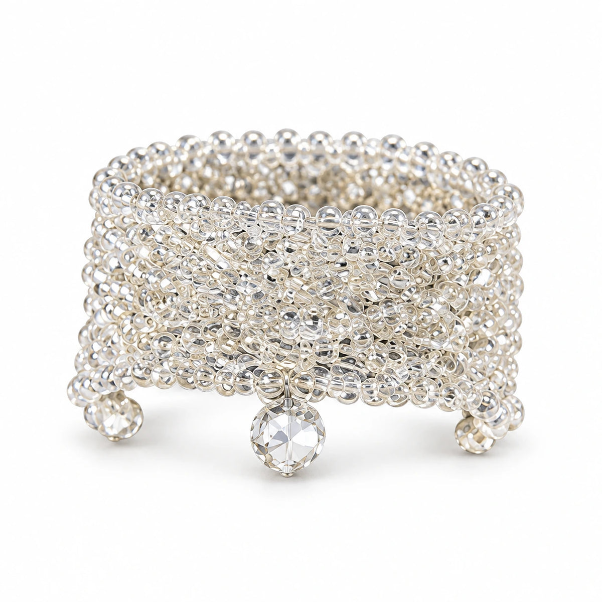 Argent — wide silver-tone woven ring by ArtsWeave, isolated on a white background