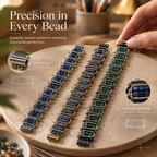 Tidal, Violette, Verdelle — ArtsWeave handmade jewelry in three color editions, each sold separately.