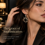 Noctelle — black beaded medallion earrings by ArtsWeave, additional product gallery view.