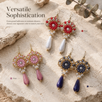 Roselle, Ember, Nyelle — ArtsWeave handmade jewelry in three color editions, each sold separately.
