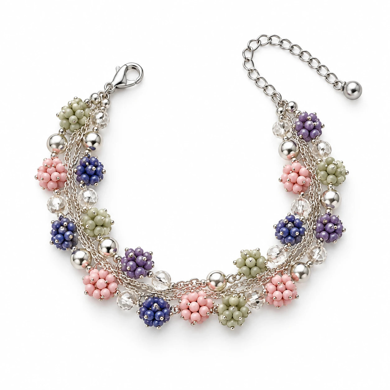 Floriel — sculptural floral cluster bracelet by ArtsWeave, isolated on a white background Main image