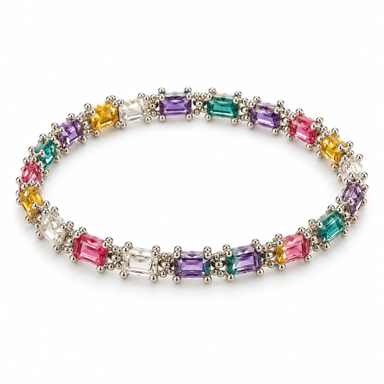 Iria — rainbow rectangular beaded bracelet by ArtsWeave, isolated on a white background Main image
