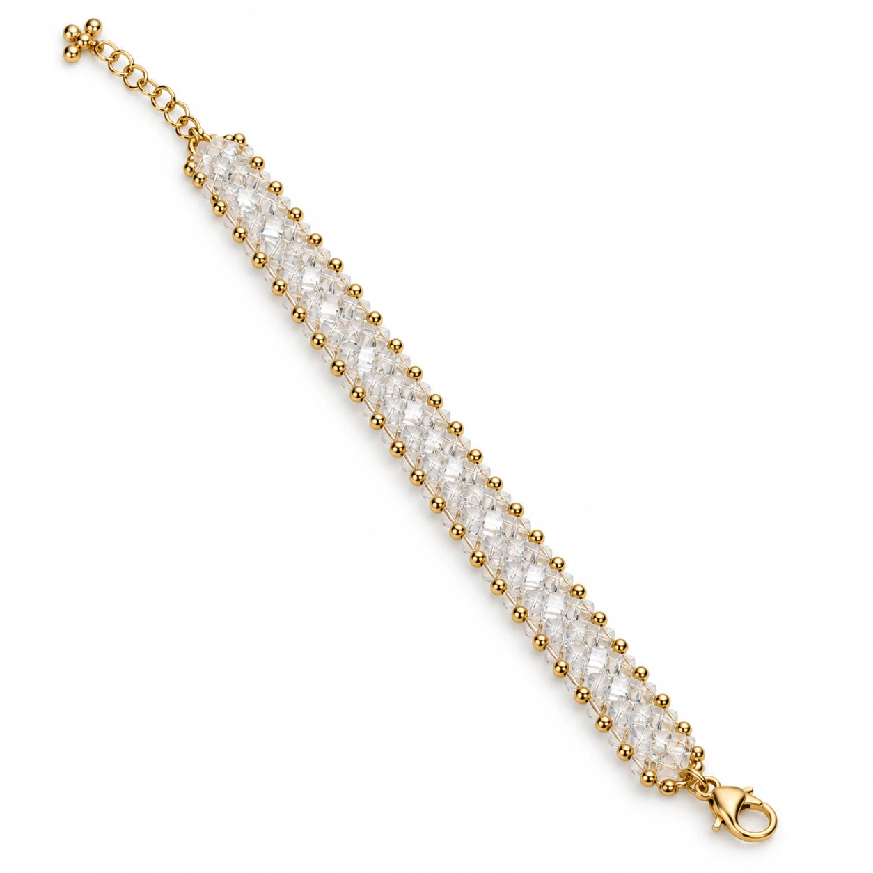 Lucent — clear faceted beaded bracelet by ArtsWeave, isolated on a white background Main image
