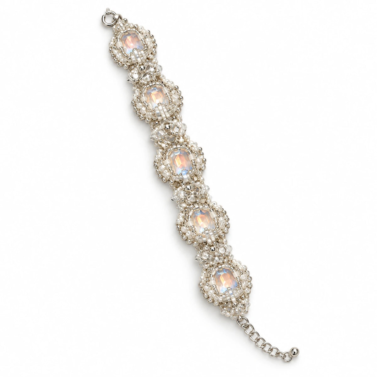 Lunelle — silver-tone lace beaded bracelet by ArtsWeave, isolated on a white background Main image