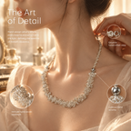 Veil — silver-tone ruffled beaded necklace by ArtsWeave, additional product gallery view.