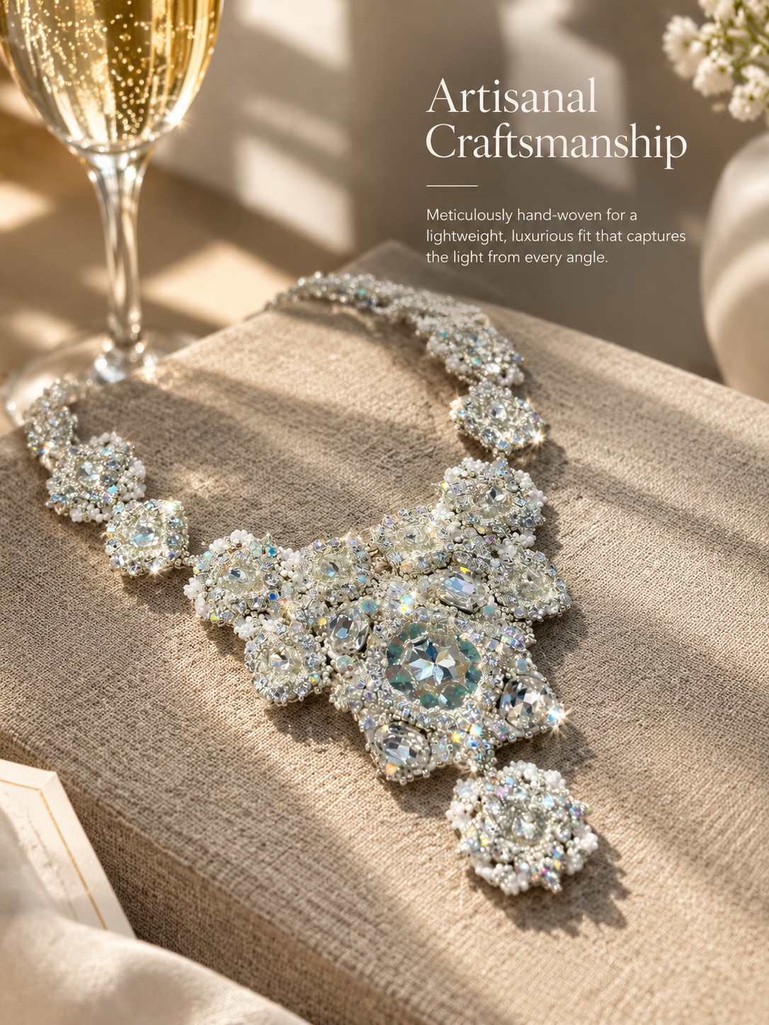 Eclat — clear statement bib necklace by ArtsWeave, additional product gallery view.