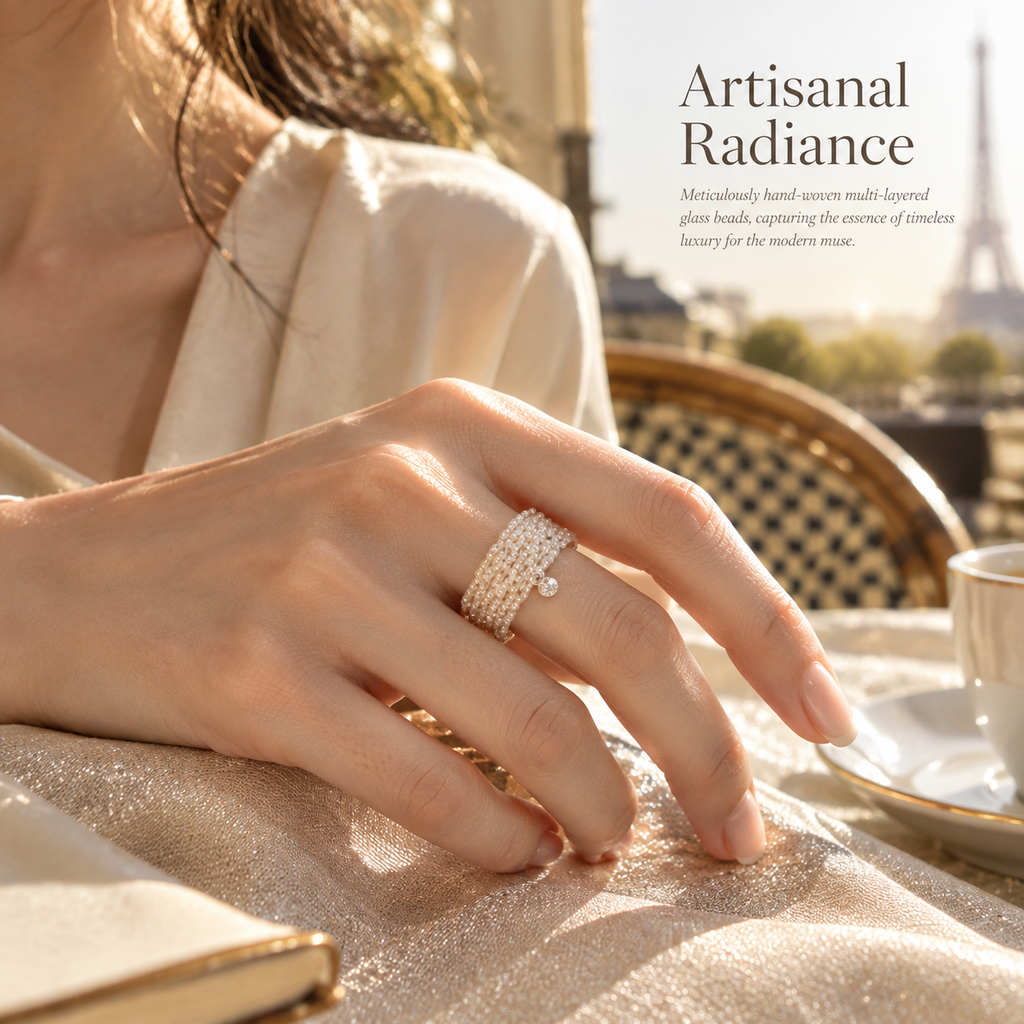 Argent — wide silver-tone woven ring by ArtsWeave, additional product gallery view.