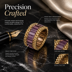 Vesper — violet beaded band ring by ArtsWeave, additional product gallery view.
