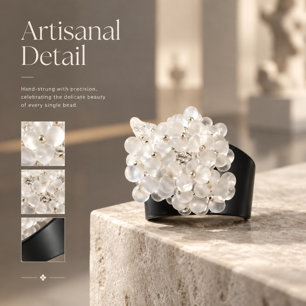 Nivele — white petal cluster ring by ArtsWeave, additional product gallery view.