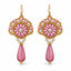 Roselle — pink floral drop earrings by ArtsWeave, isolated on a white background