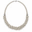 Veil — silver-tone ruffled beaded necklace by ArtsWeave, isolated on a white background