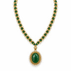 Verdure — green oval pendant necklace by ArtsWeave, isolated on a white background