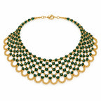 Viridia — green woven collar necklace by ArtsWeave, isolated on a white background